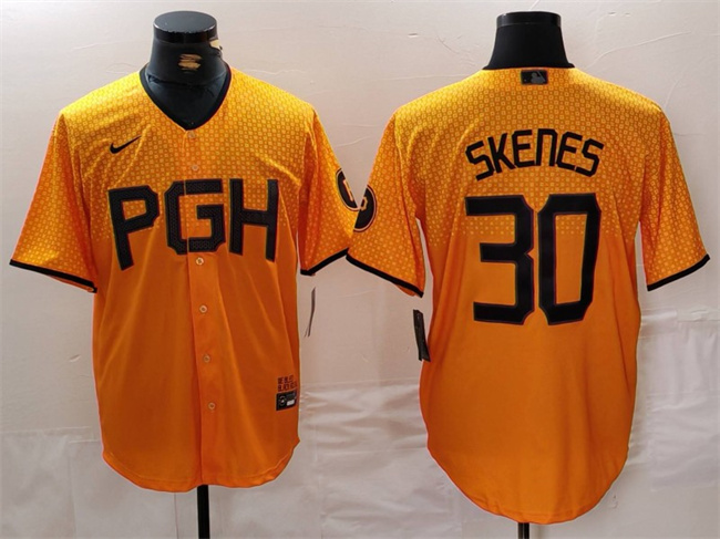 Men's Pittsburgh Pirates #30 Paul Skenes Gold City Connect Stitched Jersey